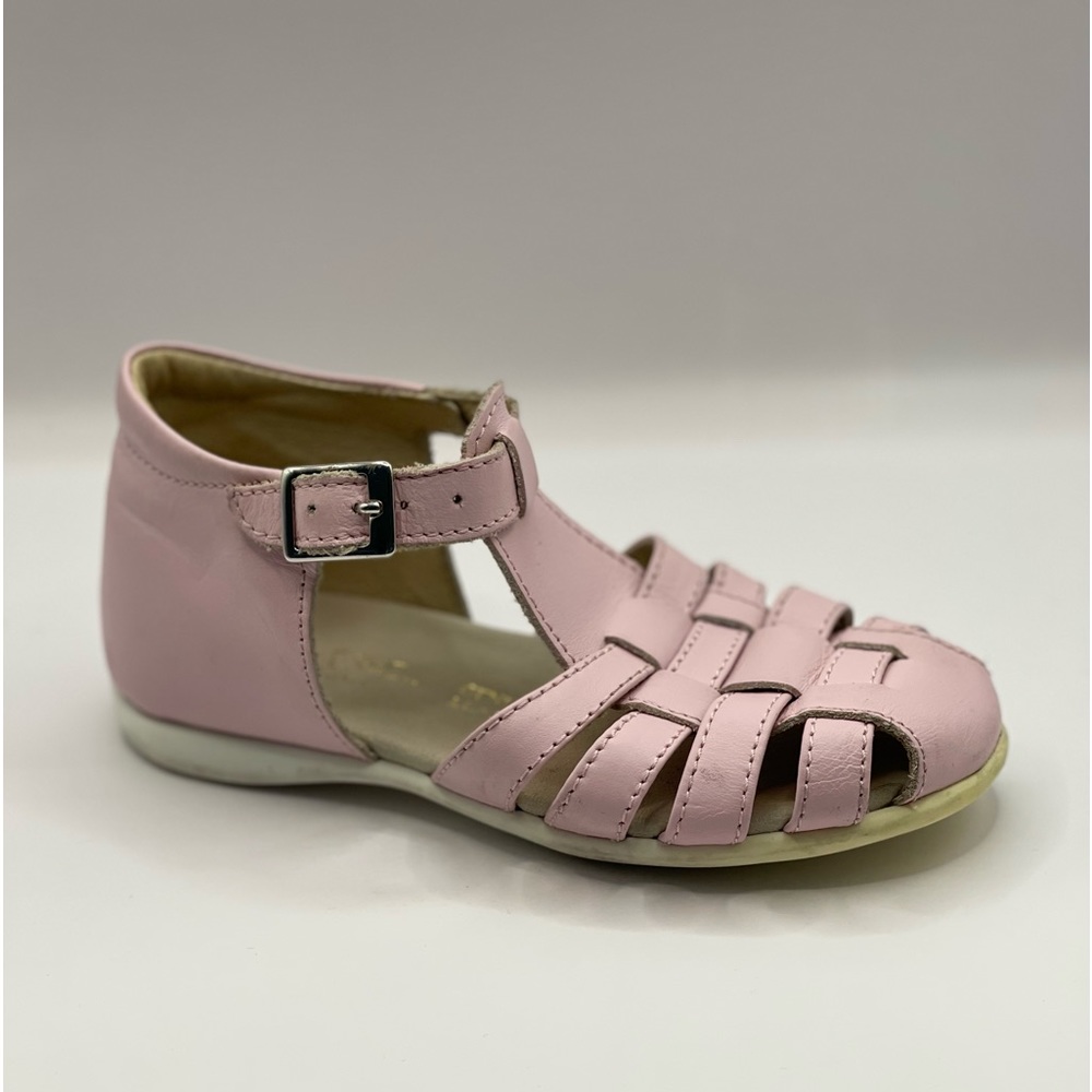 LITTLE ERIC Italian Leather Toddler Weaved Fisherman Sandals in Blush Pink